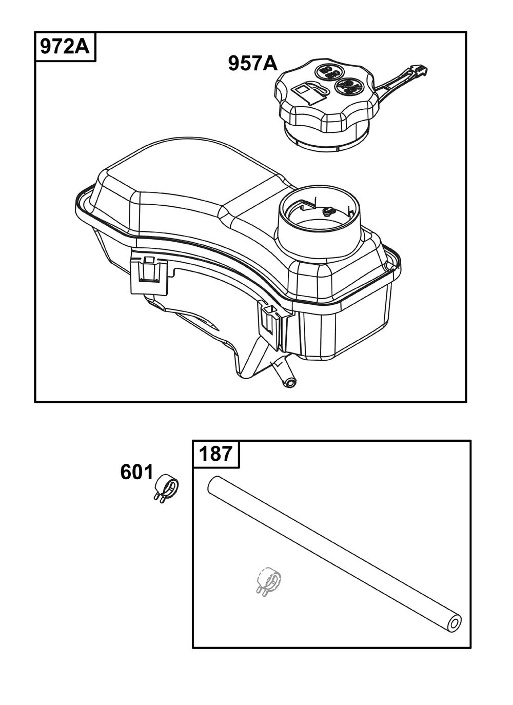 Fuel Supply Group Diagram and Parts List for 125P02-0024-H5 100000 - 19Z999 Briggs and Stratton Engine